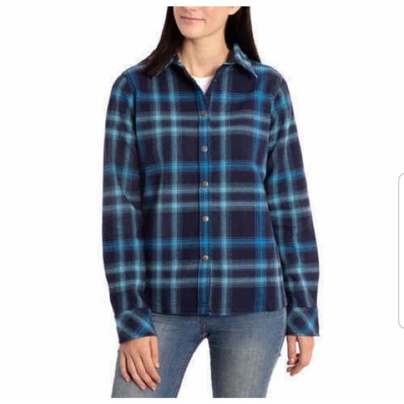 Orvis Jackets & Blazers - Orvis Blue Fleece Lined Plaid Shirt Jacket Shacket Size Large